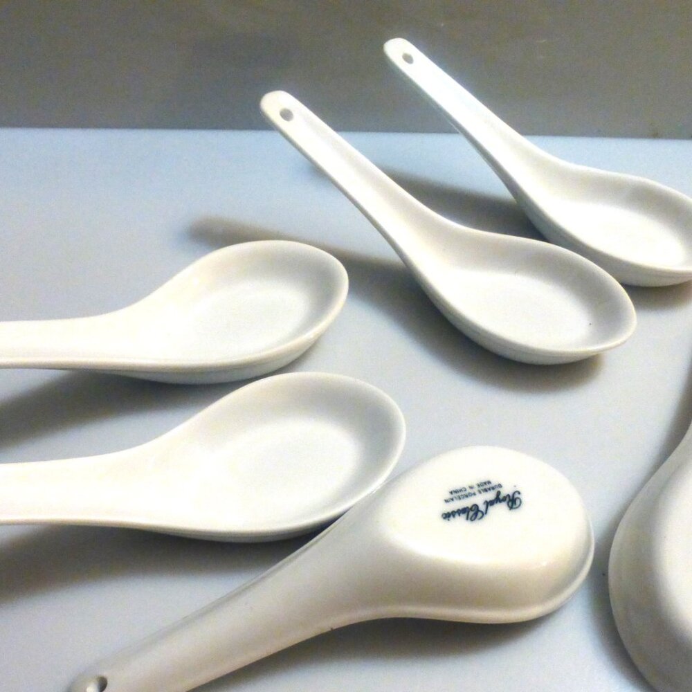 8x Royal Classic WON TON Soup SPOONS Durable Porcelain Chinse Spoons Jap…